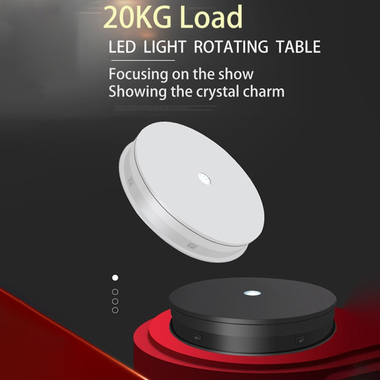 20cm Electric Rotating Turntable Display Stand LED Light Video Shooting Props Turntable, Power Plug:220V EU Plug(Black) - Camera Accessories by buy2fix | Online Shopping UK | buy2fix