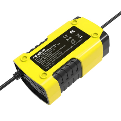 FOXSUR 2A / 6V / 12V Car / Motorcycle 3-stage Full Smart Battery Charger, Plug Type:US Plug(Yellow) - In Car by FOXSUR | Online Shopping UK | buy2fix