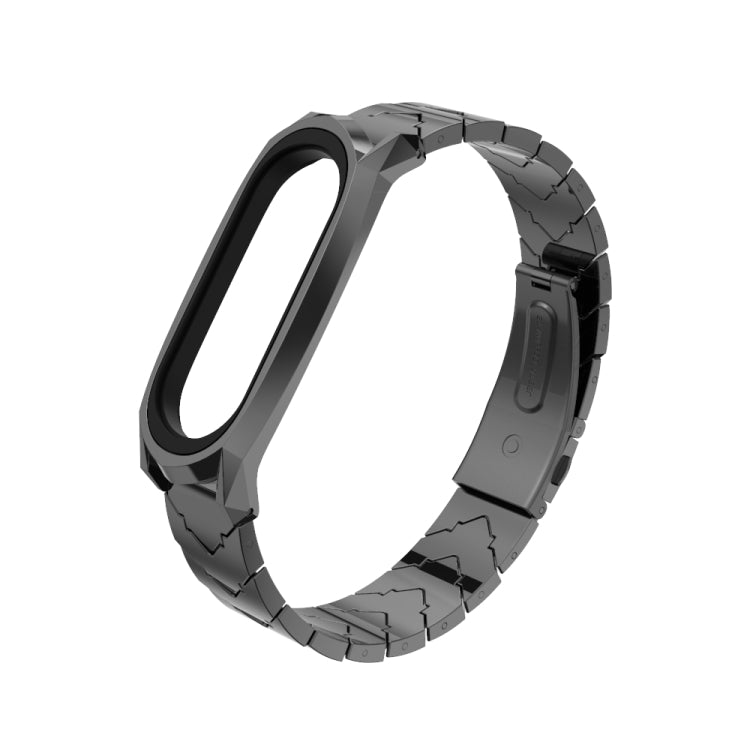 For Xiaomi Mi Band 6 / 5 / 4 / 3 Mijobs GT Metal Stainless Steel V Type Watch Band(Black) - Watch Bands by MIJOBS | Online Shopping UK | buy2fix