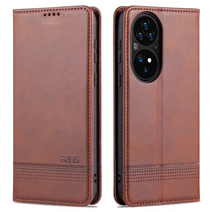 For Huawei P50 Pro AZNS Magnetic Calf Texture Horizontal Flip Leather Case with Card Slots & Holder & Wallet(Dark Brown) - Huawei Cases by AZNS | Online Shopping UK | buy2fix