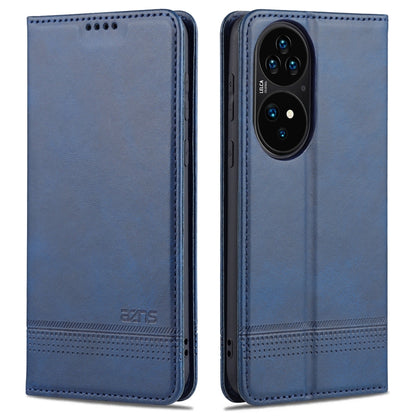 For Huawei P50 Pro AZNS Magnetic Calf Texture Horizontal Flip Leather Case with Card Slots & Holder & Wallet(Dark Blue) - Huawei Cases by AZNS | Online Shopping UK | buy2fix