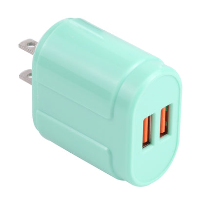 13-22 2.1A Dual USB Macarons Travel Charger, US Plug(Green) - Mobile Accessories by buy2fix | Online Shopping UK | buy2fix