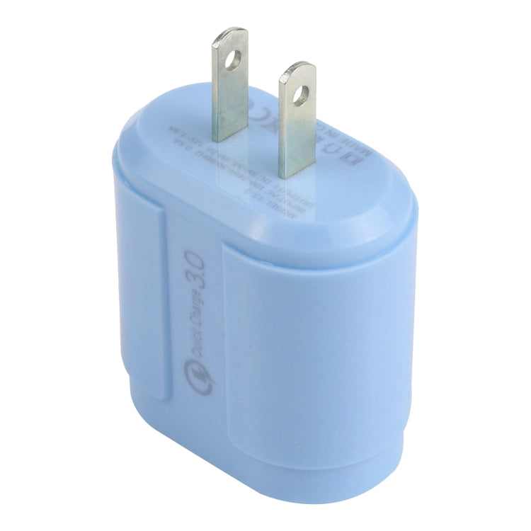 13-3 QC3.0 Single USB Interface Macarons Travel Charger, US Plug(Blue) - Mobile Accessories by buy2fix | Online Shopping UK | buy2fix