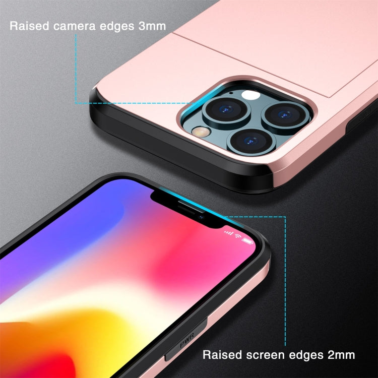 For iPhone 13 mini Shockproof Armor Protective Case with Slide Card Slot (Pink) - iPhone 13 mini Cases by buy2fix | Online Shopping UK | buy2fix