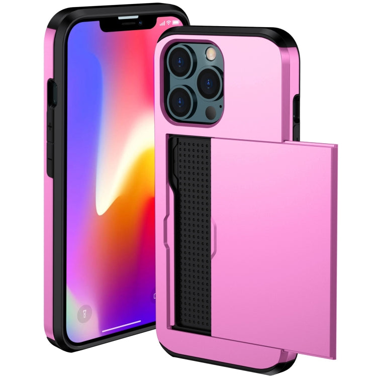 For iPhone 13 Shockproof Armor Protective Case with Slide Card Slot(Pink) - iPhone 13 Cases by buy2fix | Online Shopping UK | buy2fix