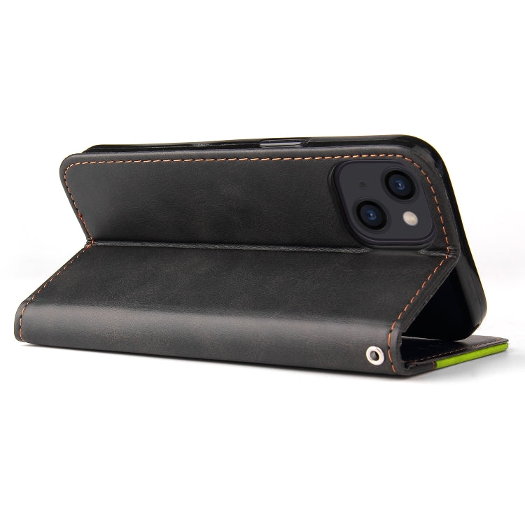 For iPhone 13 Business Stitching-Color Horizontal Flip PU Leather Case with Holder & Card Slots & Photo Frame (Green) - iPhone 13 Cases by buy2fix | Online Shopping UK | buy2fix