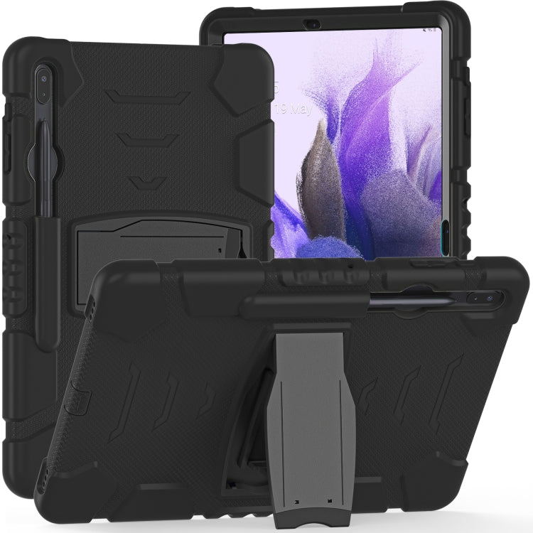 For Samsung Galaxy Tab S7+/ Tab S7 FE / Tab S8+ 3-Layer Protection Screen Frame + PC + Silicone Combination Case with Holder(Black+Black) - Other Galaxy Tab PC by buy2fix | Online Shopping UK | buy2fix