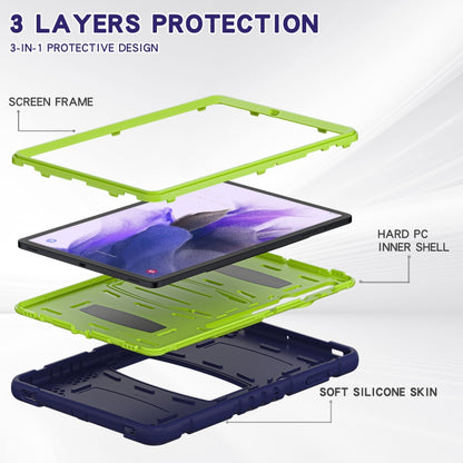 For Samsung Galaxy Tab S7+/ Tab S7 FE / Tab S8+ 3-Layer Protection Screen Frame + PC + Silicone Combination Case with Holder(NavyBlue+Lime) - Other Galaxy Tab PC by buy2fix | Online Shopping UK | buy2fix