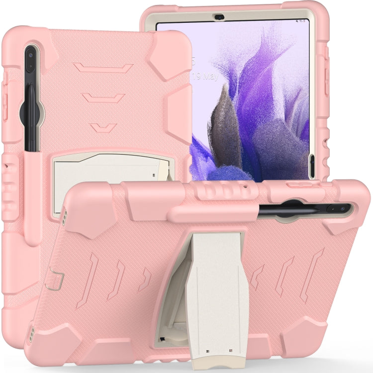 For Samsung Galaxy Tab S7+/ Tab S7 FE / Tab S8+ 3-Layer Protection Screen Frame + PC + Silicone Combination Case with Holder(Cherry Blossoms Pink) - Other Galaxy Tab PC by buy2fix | Online Shopping UK | buy2fix