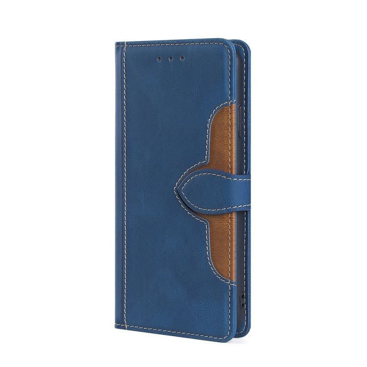 For OPPO Reno 5 Stitching Skin Feel Magnetic Buckle Horizontal Flip PU Leather Case with Holder & Card Slots & Wallet(Blue) - OPPO & vivo Accessories by buy2fix | Online Shopping UK | buy2fix