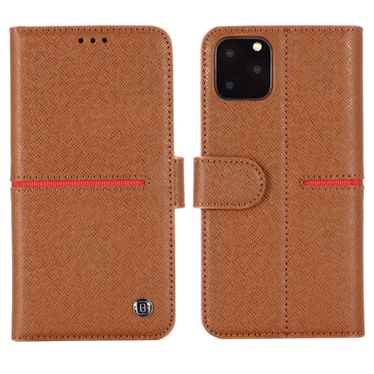 For iPhone 11 GEBEI Top-grain Leather Horizontal Flip Protective Case with Holder & Card Slots & Wallet & Photo Frame(Brown) - iPhone 11 Cases by GEBEI | Online Shopping UK | buy2fix