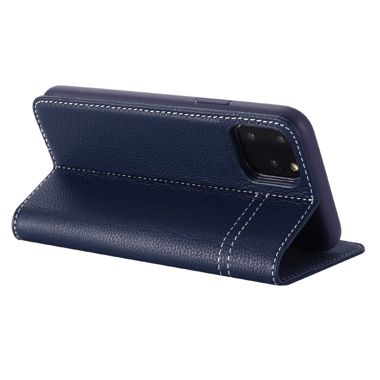 For iPhone 11 GEBEI Top-grain Leather Horizontal Flip Protective Case with Holder & Card Slots(Blue) - iPhone 11 Cases by GEBEI | Online Shopping UK | buy2fix