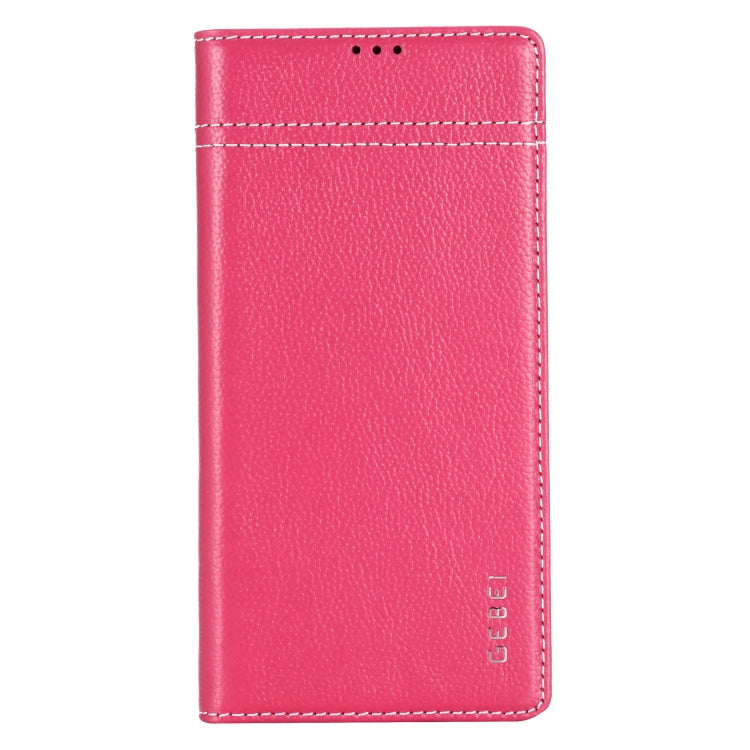 For Galaxy Note 10+ GEBEI Top-grain Leather Horizontal Flip Protective Case with Holder & Card Slots(Rose Red) - Galaxy Phone Cases by GEBEI | Online Shopping UK | buy2fix