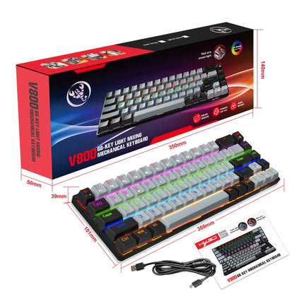 HXSJ V800 68 Keys Type-C Wired Cool Backlight Mechanical Keyboard(Red Shaft) - Wired Keyboard by HXSJ | Online Shopping UK | buy2fix