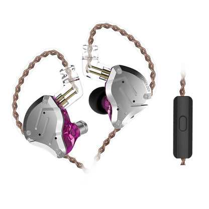 KZ ZS10 Pro 10-unit Ring Iron Gaming In-ear Wired Earphone, Mic Version(Purple) - In Ear Wired Earphone by KZ | Online Shopping UK | buy2fix