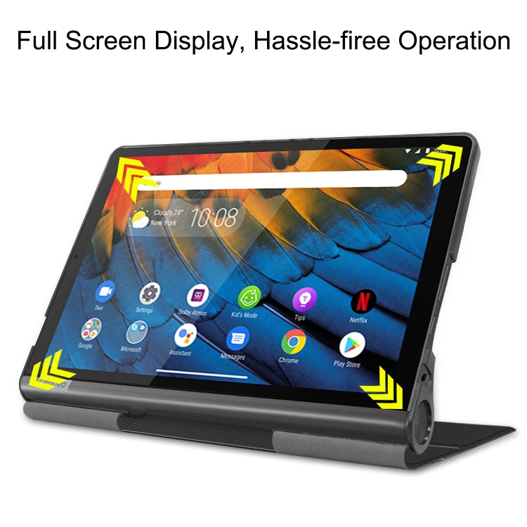 For Lenovo Yoga Smart Tab Custer Texture Horizontal Flip Leather Case with Two-folding Holder(Black) - For Lenovo by buy2fix | Online Shopping UK | buy2fix