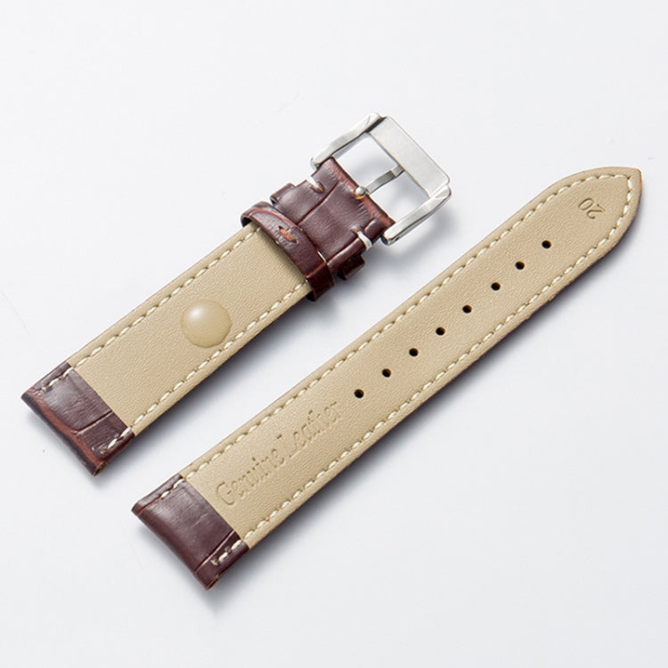 20mm Calf Leather Watch Band(Brown) - Smart Wear by buy2fix | Online Shopping UK | buy2fix