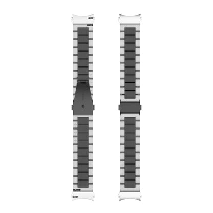 For Samsung Galaxy Watch4 / Watch4 Classic Three Strains Steel Watch Band(Silver Black) - Smart Wear by buy2fix | Online Shopping UK | buy2fix