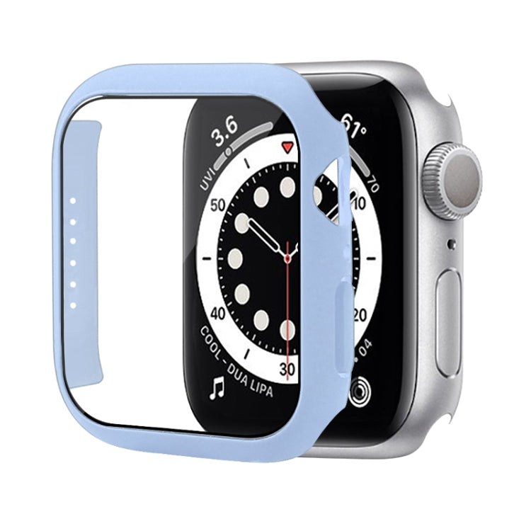 Shockproof PC Protective Case with Tempered Glass Film For Apple Watch Series 8 / 7 41mm(Ice Sea Blue) - Smart Wear by buy2fix | Online Shopping UK | buy2fix
