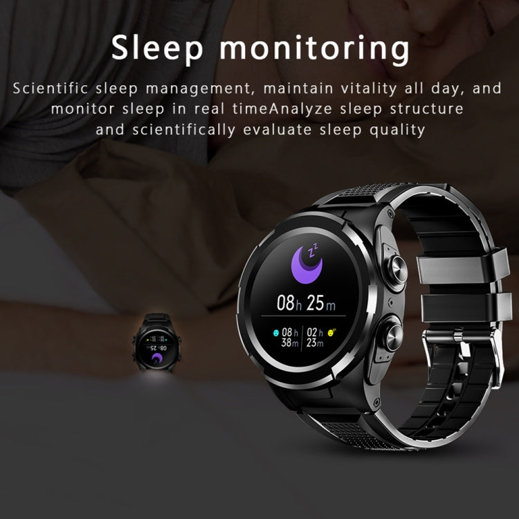 F6 1.28 inch IPS Screen 2 in 1 Bluetooth Earphone Smart Watch, Support Heart Rate & Blood Oxygen Monitoring / Bluetooth Music, Style:Steel Strap(Black) - Smart Wear by buy2fix | Online Shopping UK | buy2fix