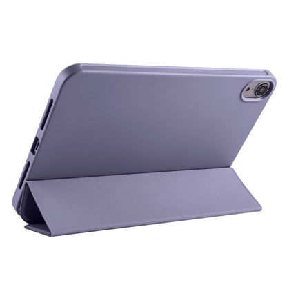 For iPad mini 6 3-folding Horizontal Flip Honeycomb TPU Shockproof + PU Leather Tablet Case with Holder(Lavender Gray) - iPad mini 6 Cases by buy2fix | Online Shopping UK | buy2fix