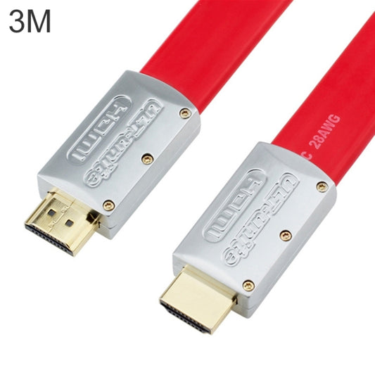 ULT-unite 4K Ultra HD Gold-plated HDMI to HDMI Flat Cable, Cable Length:3m(Red) - Cable by ult-unite | Online Shopping UK | buy2fix