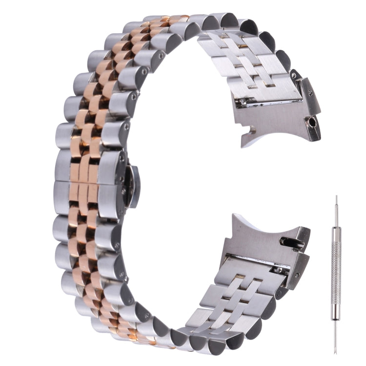 For Samsung Galaxy Watch4 40mm/44mm Five-bead Stainless Steel Watch Band(Silver Rose Gold) - Watch Bands by buy2fix | Online Shopping UK | buy2fix