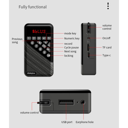 Lenovo R5 Bluetooth 5.0 Multi-function Mini Bluetooth Speaker Radio(Black) - Mini Speaker by Lenovo | Online Shopping UK | buy2fix