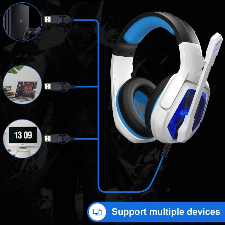 SADES MH901 7.1 Channel USB Adjustable Gaming Headset with Microphone(Blue White) - Multimedia Headset by SADES | Online Shopping UK | buy2fix