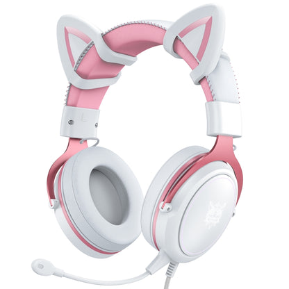 ONIKUMA X10 Car Ear LED Light Adjustable Gaming Headset with Microphone(White Pink) - Multimedia Headset by ONIKUMA | Online Shopping UK | buy2fix