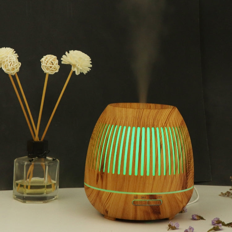 400ml Hollow-out LED Humidifier Wood Grain Air Purifier Aromatherapy Machine Automatic Alcohol Sprayer with Colorful LED Light, Plug Specification:US Plug(Light Brown) - Home & Garden by buy2fix | Online Shopping UK | buy2fix