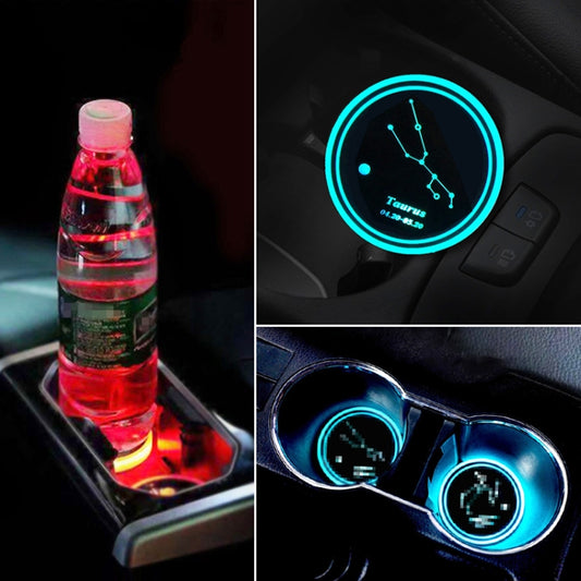 2 PCS Car Constellation Series AcrylicColorful USB Charger Water Cup Groove LED Atmosphere Light(Taurus) - In Car by buy2fix | Online Shopping UK | buy2fix