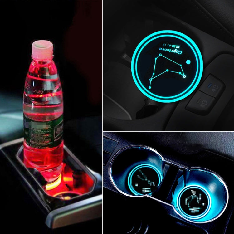 2 PCS Car Constellation Series AcrylicColorful USB Charger Water Cup Groove LED Atmosphere Light(Capricorn) - In Car by buy2fix | Online Shopping UK | buy2fix