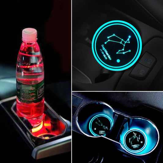 2 PCS Car Constellation Series AcrylicColorful USB Charger Water Cup Groove LED Atmosphere Light(Sagittarius) - In Car by buy2fix | Online Shopping UK | buy2fix