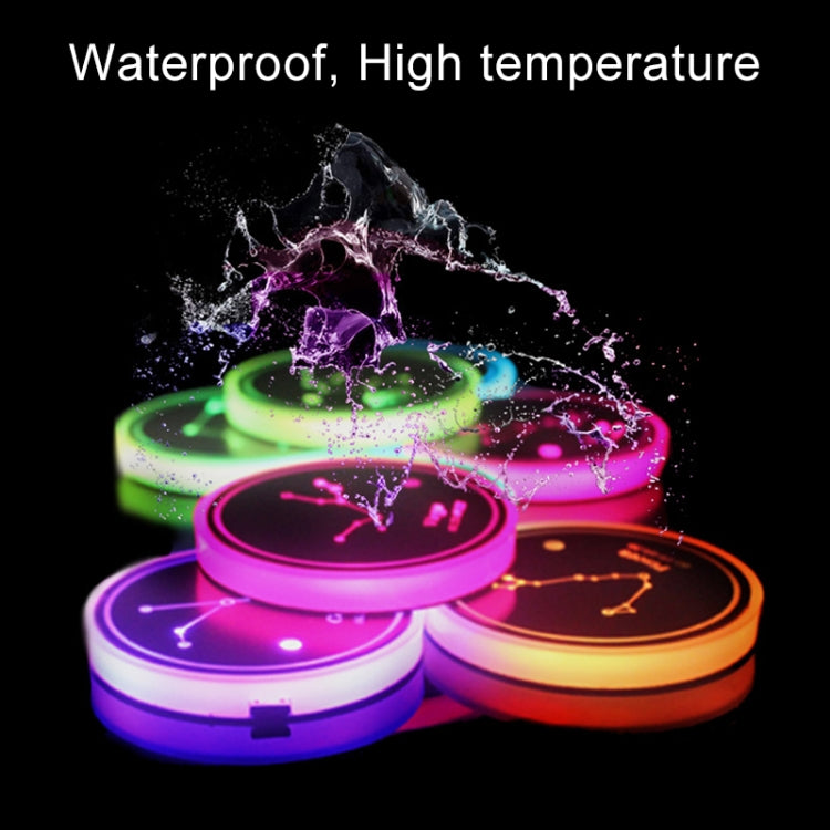 2 PCS Car Constellation Series AcrylicColorful USB Charger Water Cup Groove LED Atmosphere Light(Leo) - In Car by buy2fix | Online Shopping UK | buy2fix