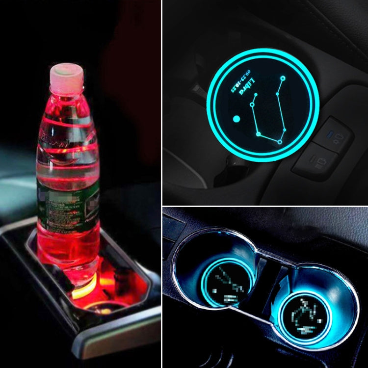 2 PCS Car Constellation Series AcrylicColorful USB Charger Water Cup Groove LED Atmosphere Light(Libra) - In Car by buy2fix | Online Shopping UK | buy2fix