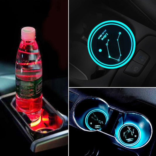 2 PCS Car Constellation Series AcrylicColorful USB Charger Water Cup Groove LED Atmosphere Light(Libra) - In Car by buy2fix | Online Shopping UK | buy2fix