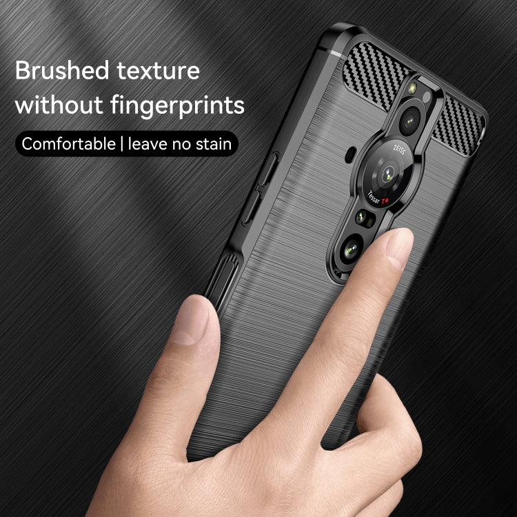 For Sony Xperia Pro-I Brushed Carbon Fiber Texture TPU Phone Case(Black) - Sony Cases by buy2fix | Online Shopping UK | buy2fix