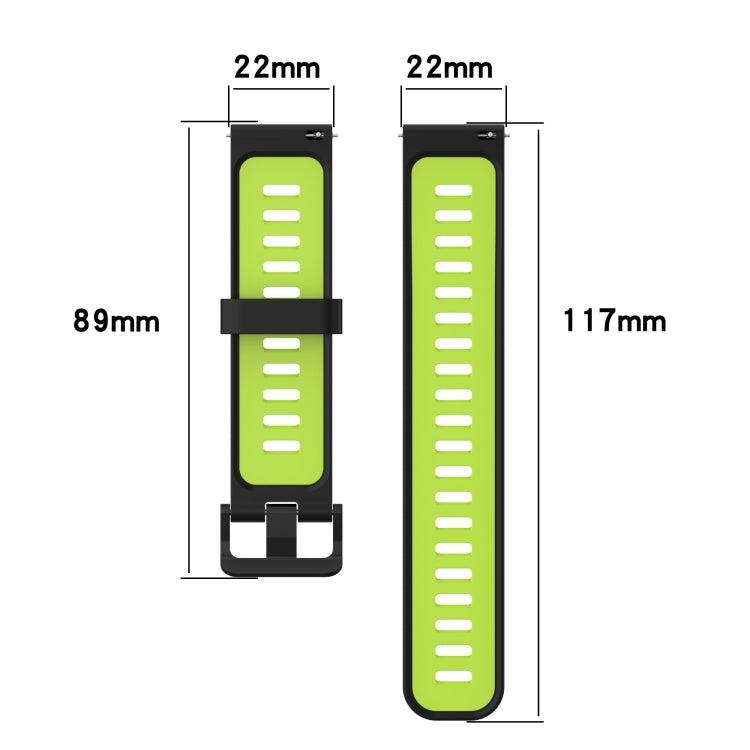 For Huawei Watch GT 3 46mm 22mm Two-color Stripe Silicone Watch Band(Black Lime Green) - Watch Bands by buy2fix | Online Shopping UK | buy2fix