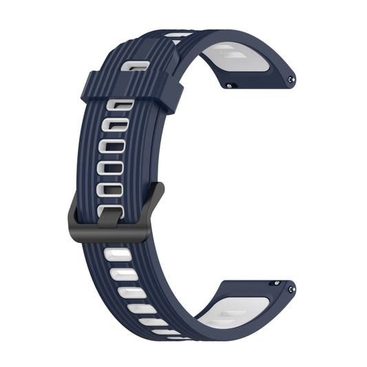 For Samsung Galaxy Watch4/Active2 20mm Two-color Stripe Silicone Watch Band(Midnight Blue White) - Watch Bands by buy2fix | Online Shopping UK | buy2fix