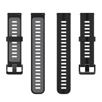 For Amazfit GTR 3/GTR 3 Pro/GTR 2 22mm Two-color Stripe Silicone Watch Band(Black Dark Grey) - Watch Bands by buy2fix | Online Shopping UK | buy2fix