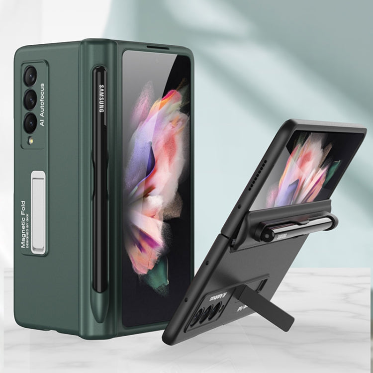 For Samsung Galaxy Z Fold3 5G GKK Magnetic Full Coverage Phone Flip Case with Pen Slot(Dark Green) - Galaxy Phone Cases by GKK | Online Shopping UK | buy2fix