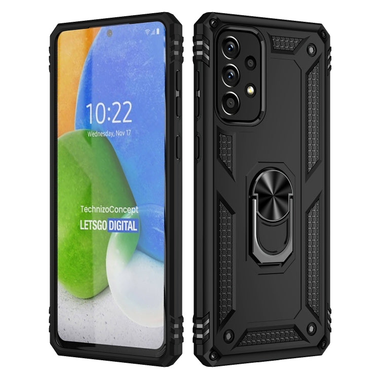 For Samsung Galaxy A73 5G Shockproof TPU + PC Phone Case with Holder(Black) - Samsung Accessories by buy2fix | Online Shopping UK | buy2fix