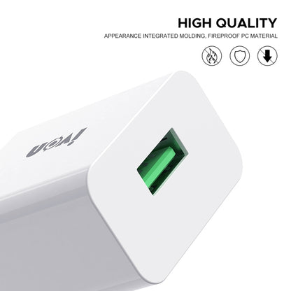 IVON AD-35 2 in 1 18W QC3.0 USB Port Travel Charger + 1m USB to Micro USB Data Cable Set, US Plug(White) - Mobile Accessories by IVON | Online Shopping UK | buy2fix