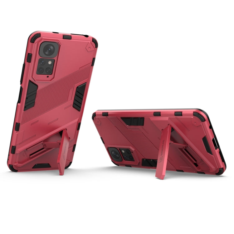 For Xiaomi Redmi Note 11 / Note 11S Global Punk Armor 2 in 1 PC + TPU Shockproof Phone Case with Invisible Holder(Light Red) - Xiaomi Cases by buy2fix | Online Shopping UK | buy2fix