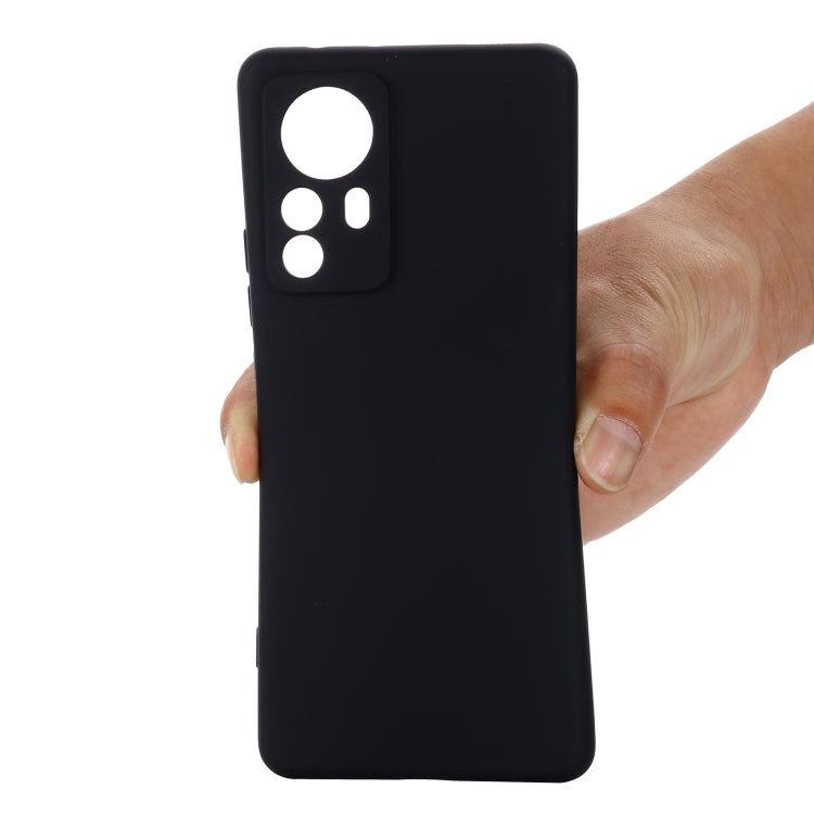 For Xiaomi 12 Pro Pure Color Liquid Silicone Phone Case(Black) - 12 Pro Cases by buy2fix | Online Shopping UK | buy2fix