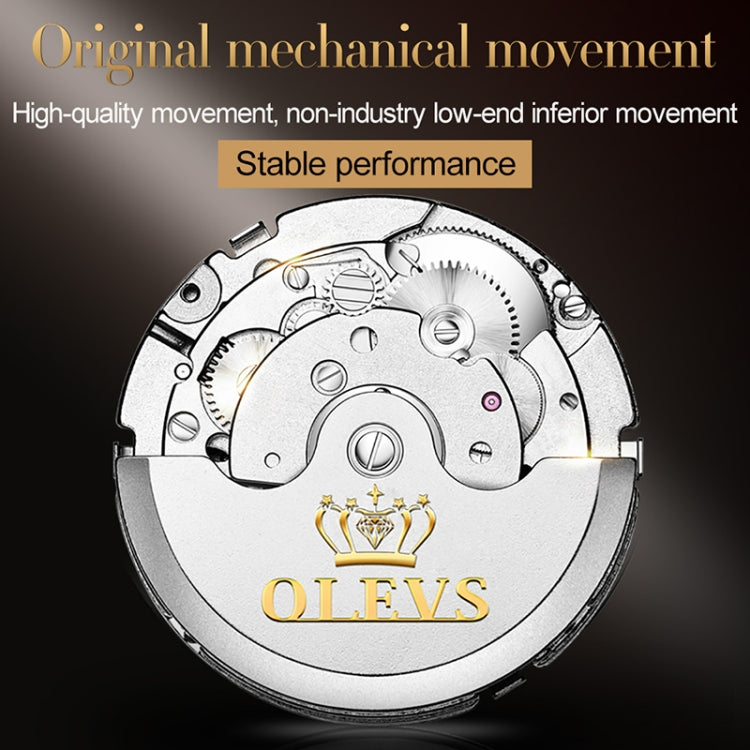 OLEVS 6607 Multi-function Men Big Flywheel Automatic Waterproof Mechanical Watch(Silver Gold Blue) - Metal Strap Watches by OLEVS | Online Shopping UK | buy2fix