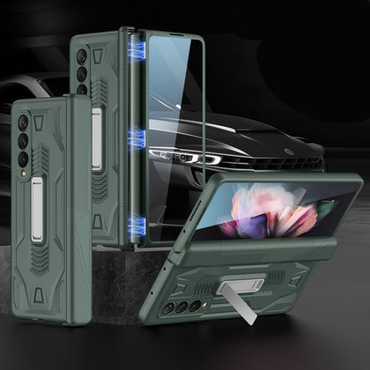 For Samsung Galaxy Z Fold3 5G GKK Integrated Magnetic Armor Flip Phone Case with Holder(Dark Green) - Galaxy Phone Cases by GKK | Online Shopping UK | buy2fix