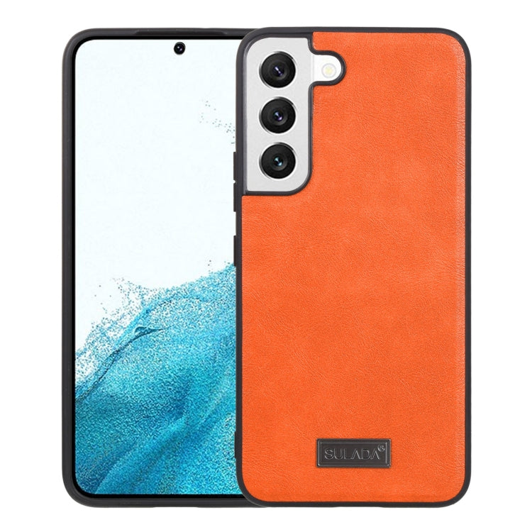 For Samsung Galaxy S22 5G SULADA Shockproof TPU + Handmade Leather Phone Case(Orange) - Galaxy S22 5G Cases by SULADA | Online Shopping UK | buy2fix