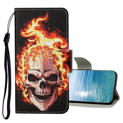 For Xiaomi Redmi 10C Colored Drawing Pattern Flip Leather Case(Flame Skull) - Xiaomi Cases by buy2fix | Online Shopping UK | buy2fix